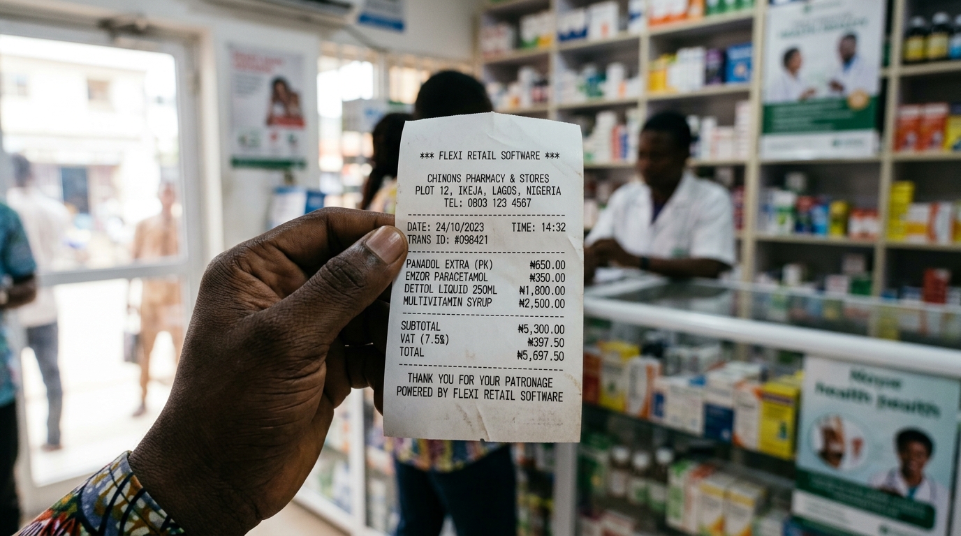 A customer reviewing printed retail information