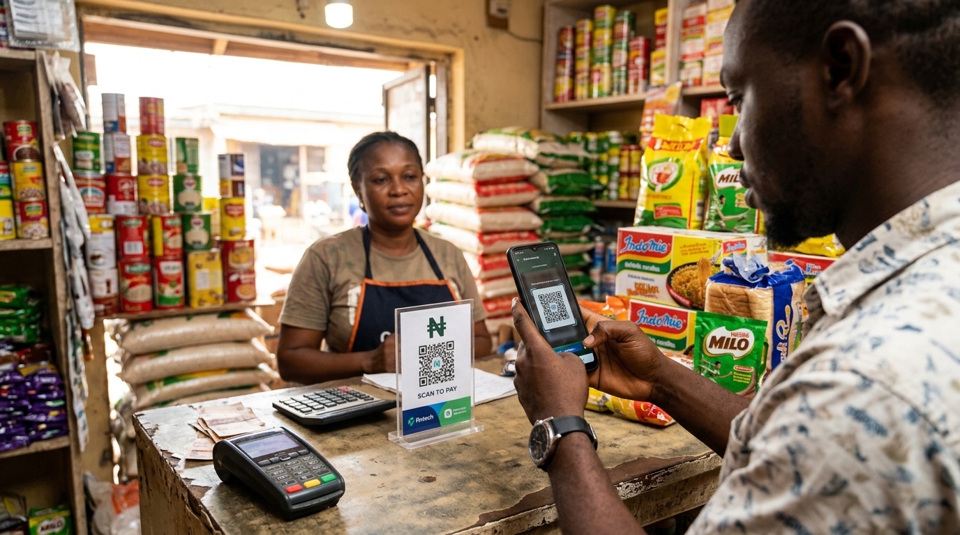 A customer scanning a QR code while shopping